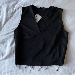 Zara distressed crop top